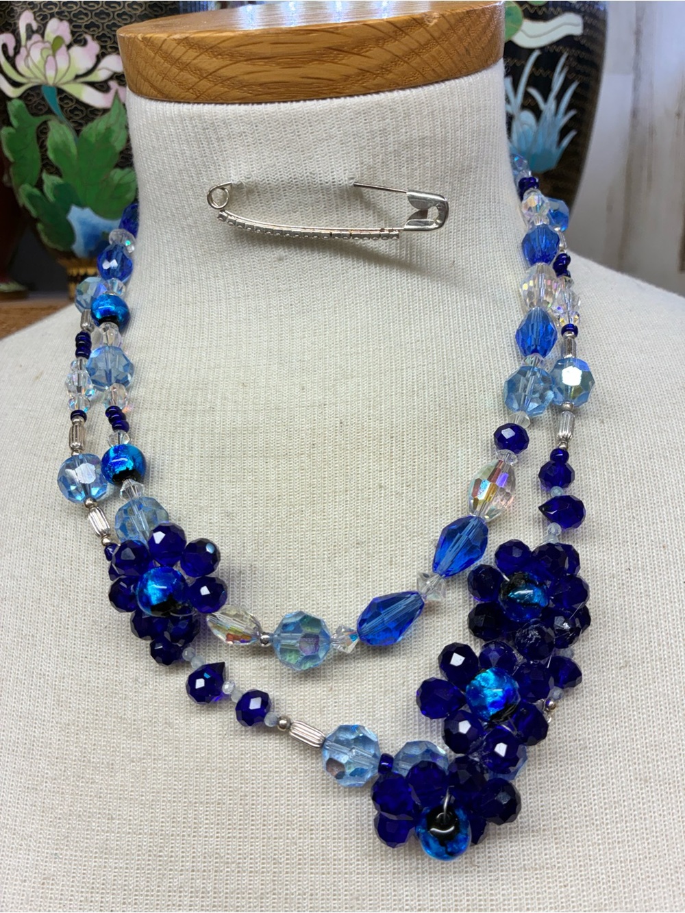 Blue Multi-Strand Crystal Necklace - Women Jewelry
